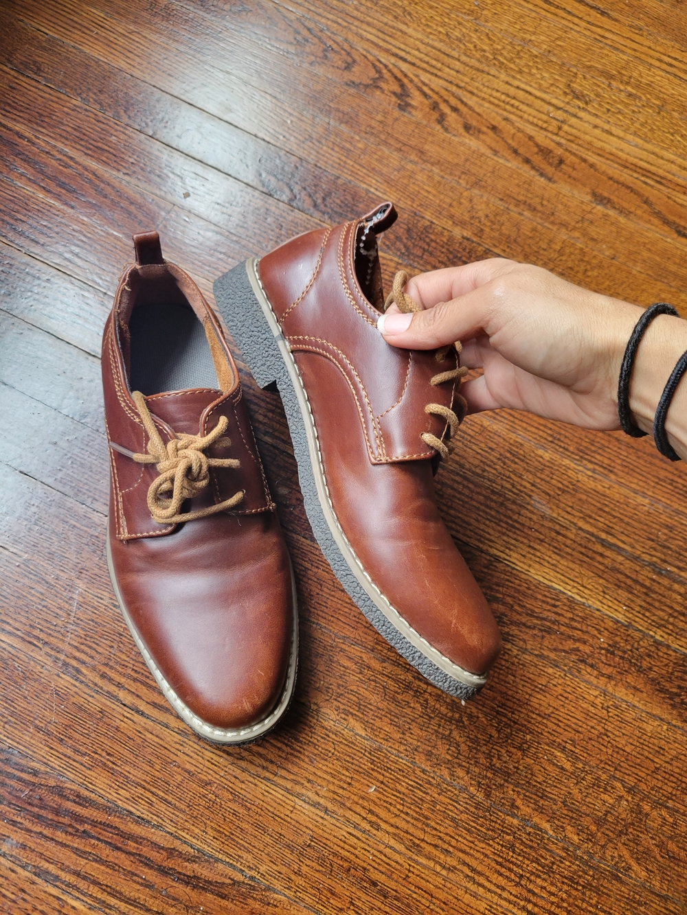 Deer Stags Boys Brown Memory Foam Lace Up Oxford Dress Shoes Classic Size 1.5M